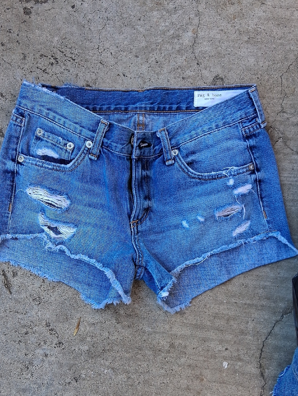 rag & bone Distressed Light Blue Denim Cutoff Shorts